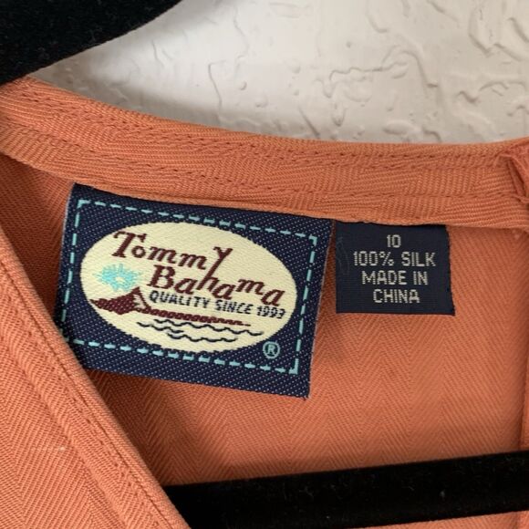 Vintage Tommy Bahama Maxi Dress Women 10 Orange 100% Silk Sleeveless 90s Beach - Picture 3 of 11